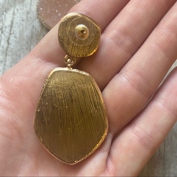 Druzy Rose and Smokey Quartz Earrings - Picture 2 of 4